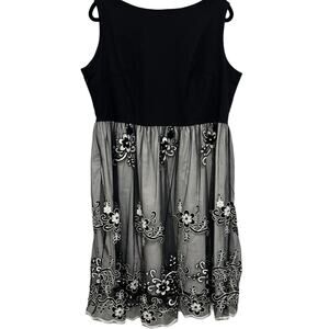 Sucrefas Womens Size 4XL Fit & Flare Dress Black White Embroidered Eyelet NWT